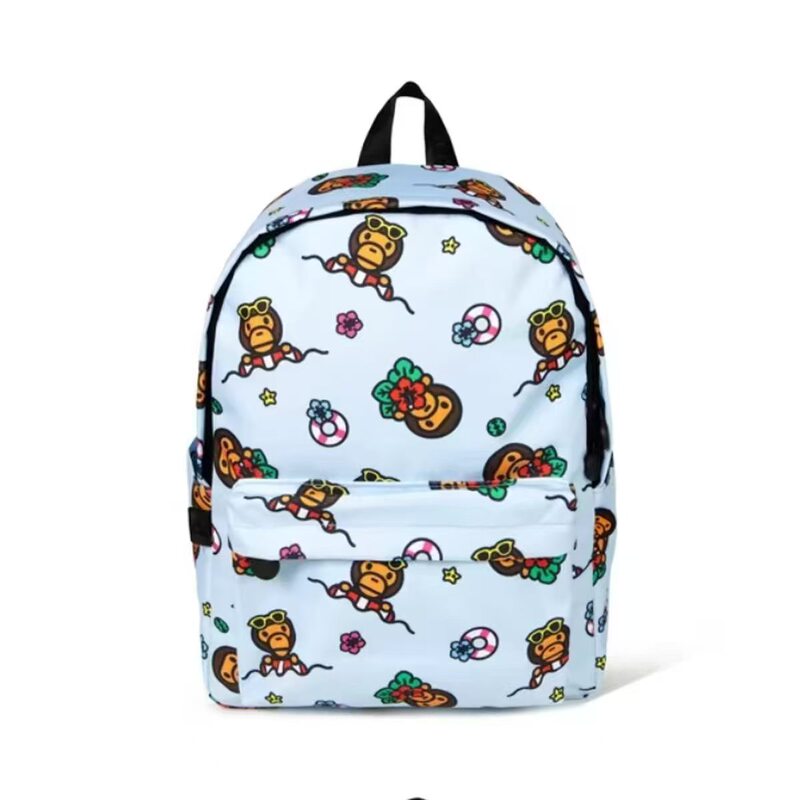 Cross-Border Bapebabymilo Cartoon Monkey Backpack, Versatile School Bag for Students, Men and Women, Casual Fashion Backpack, Trendy