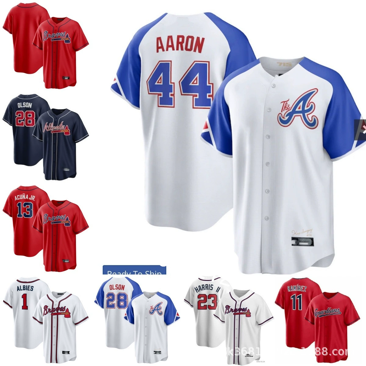 Бейсбольная форма Warriors Braves 13 Acuna Jr., новая форма, оптовая продажа, дропшиппинг