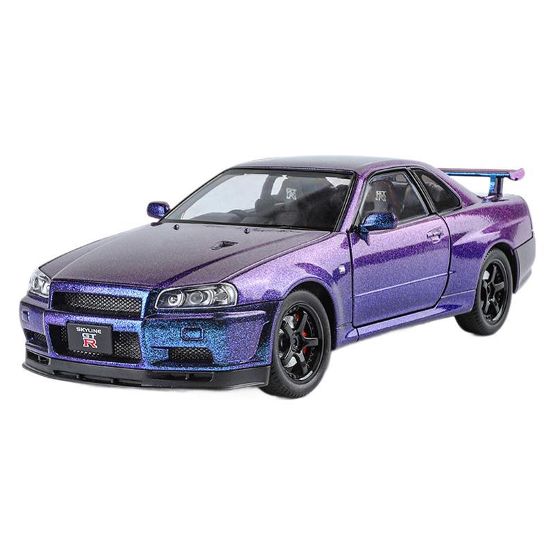 金丽方1:24尼桑GTR R34合金小型自動車模型玩具金属乗用車コレクション置物少年