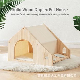 Cat Nest Wooden Four-Season Universal House Type Dog Nest Kitten Villa Pet House Small Dog Cat Nest