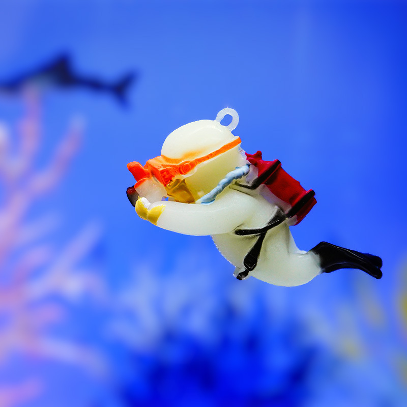 Nuevo adorno decorativo para acuarios de peces, con forma de cámara flotante verde, de color azul fluorescente, ideal para decoración de peceras.