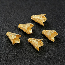 s925银鎏金花纹念珠坠角朝珠花帽花穗头花托珠帽饰品diy配件材料