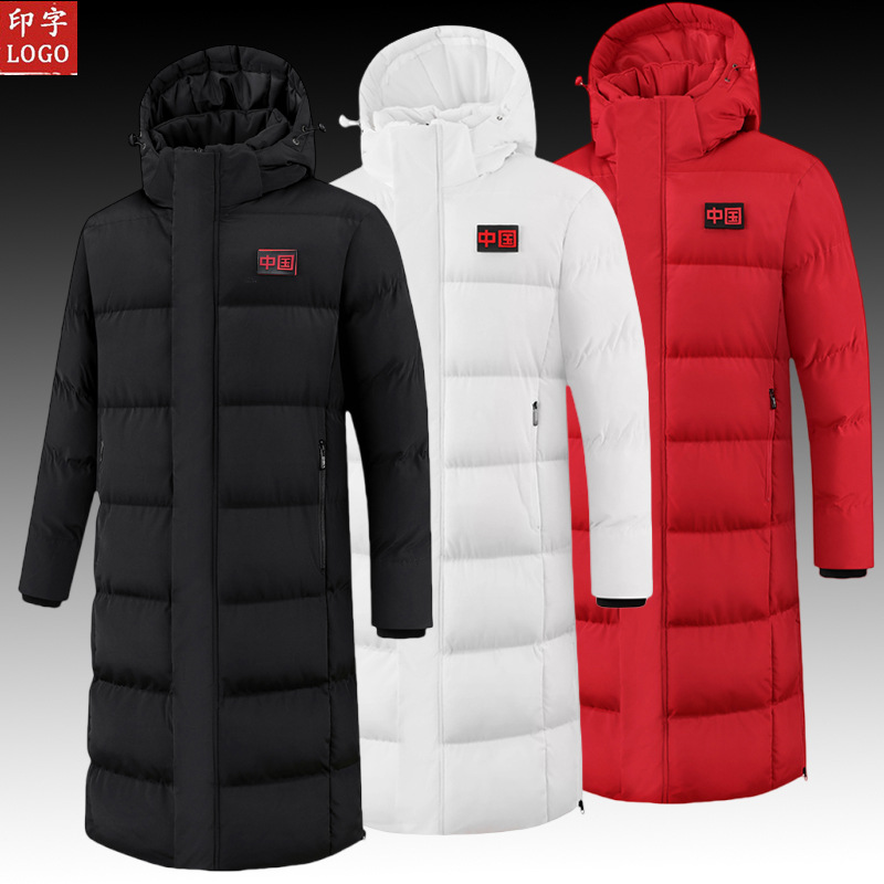 National Team Sports Cotton Jackets for Men, Women, and Children, Over-The-Knee Sports Cotton Training Jackets, Thickened Coats Wholesale