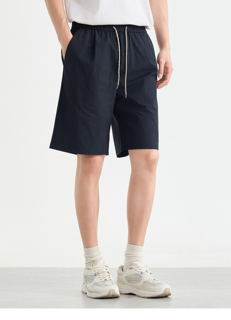 Quần short nam kaki dáng suông cạp chun thoáng khí — đen chi tiết 17