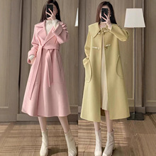 秋冬新款双面羊毛手工呢子大衣休闲气质冬季长款百搭小个子毛呢外