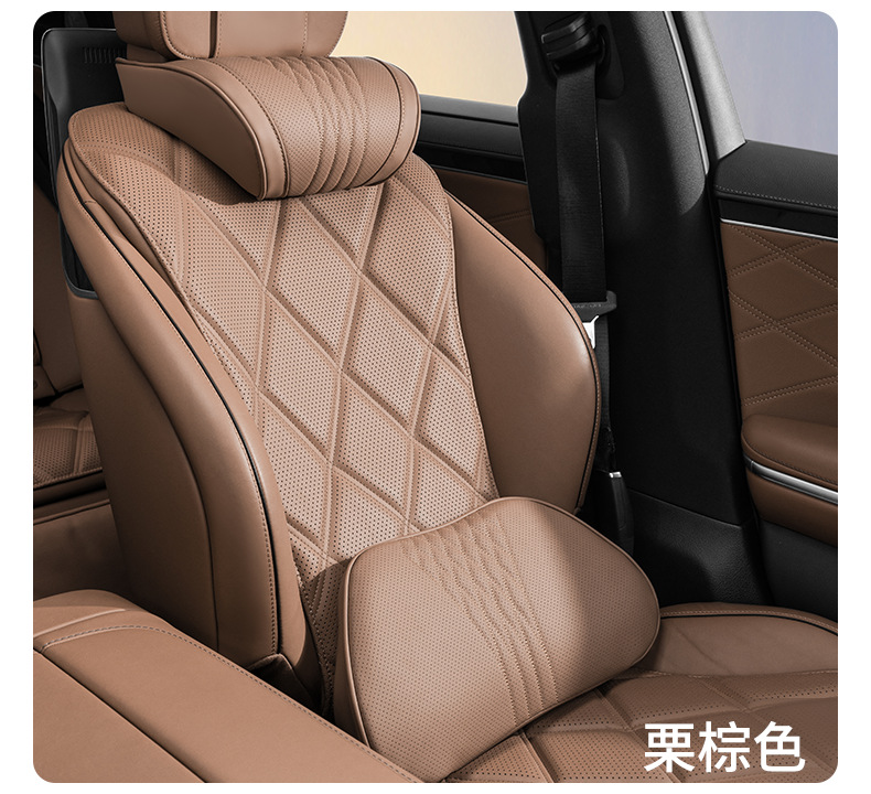 Cross-border best-selling car headrest and neck pillow, suitable for Maybach and Tesla car seats, includes a lumbar support cushion set