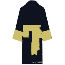 新款宽松中长款黑色外套浴袍割绒纯棉跨境电商酒店浴衣五星级酒店