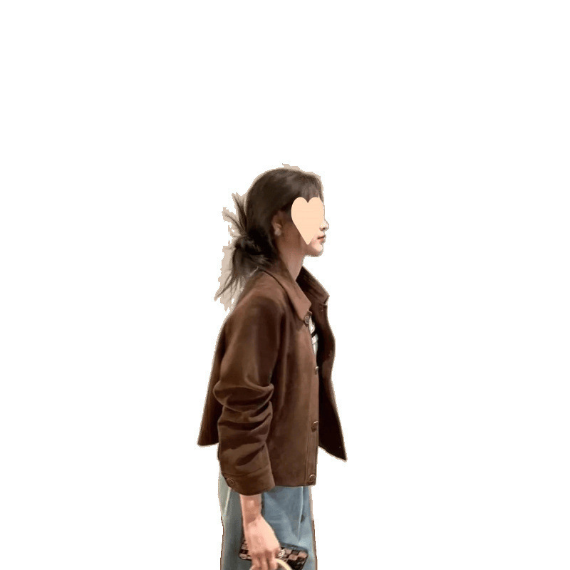 咖色鹿皮绒外套女短款2025春秋款韩系宽松休闲复古小个子夹克上衣|undefined