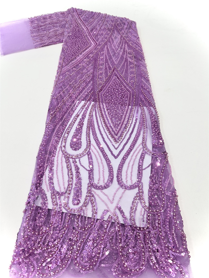 Gorgeoso hilo de malla sequinilla tubo de perlas bordado tela vestido de boda moda falda de moda tela comercio exterior spot transfronterizo
