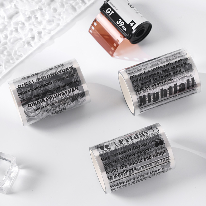 Laboratorio de vida especial aceite impermeable mascota cinta adhesiva transfronteriza Inglés elemento blanco y negro caja cinta adhesiva rodillo