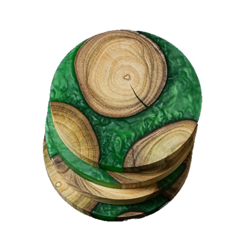 Posavasos de mármol transfronterizo posavasos de madera creativa boj anti-escaldado café bar mantel tapete té con aislamiento térmico posavasos redondos