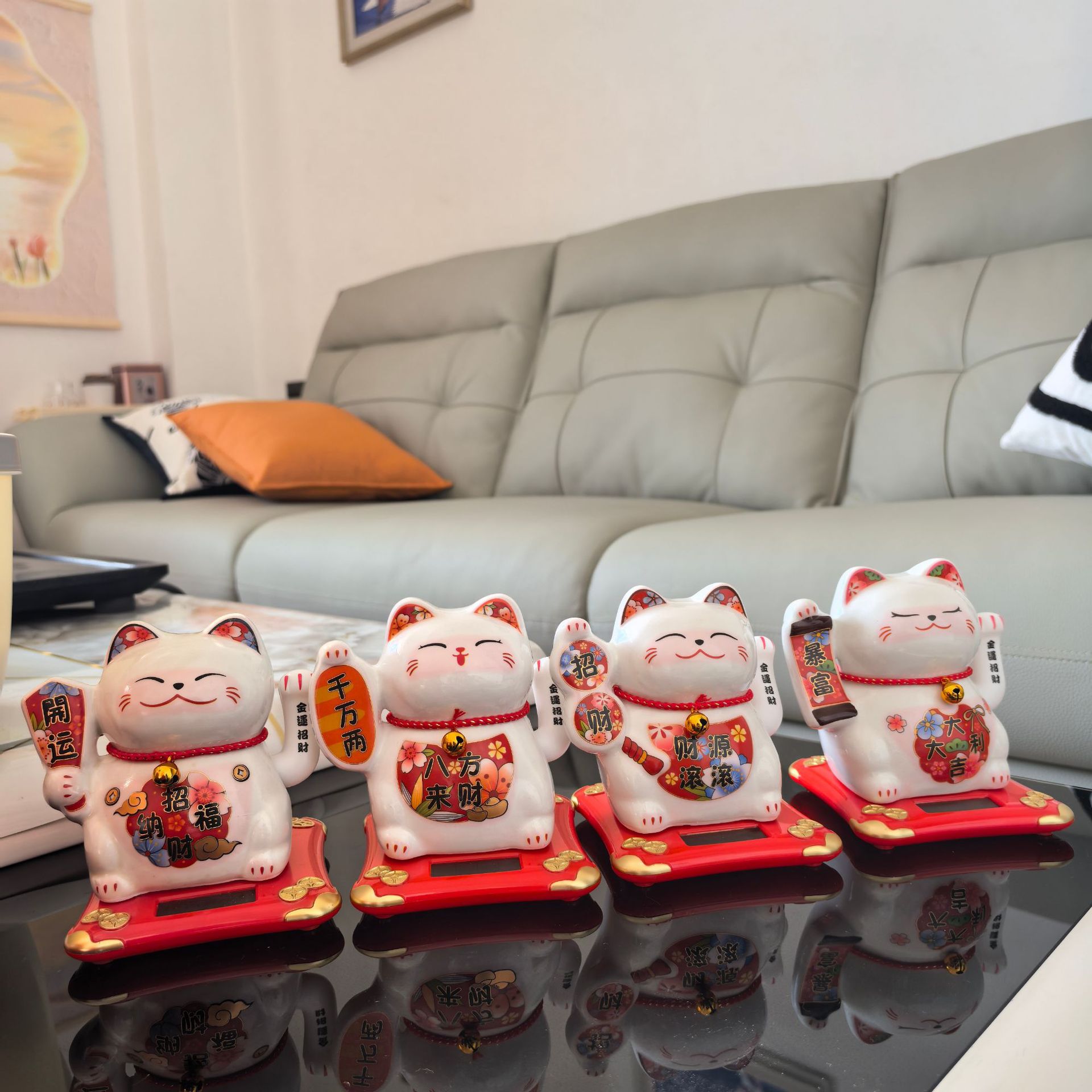 Gato de energía solar creativo lindo escritorio pequeño adornos de automóviles regalos adornos para el hogar
