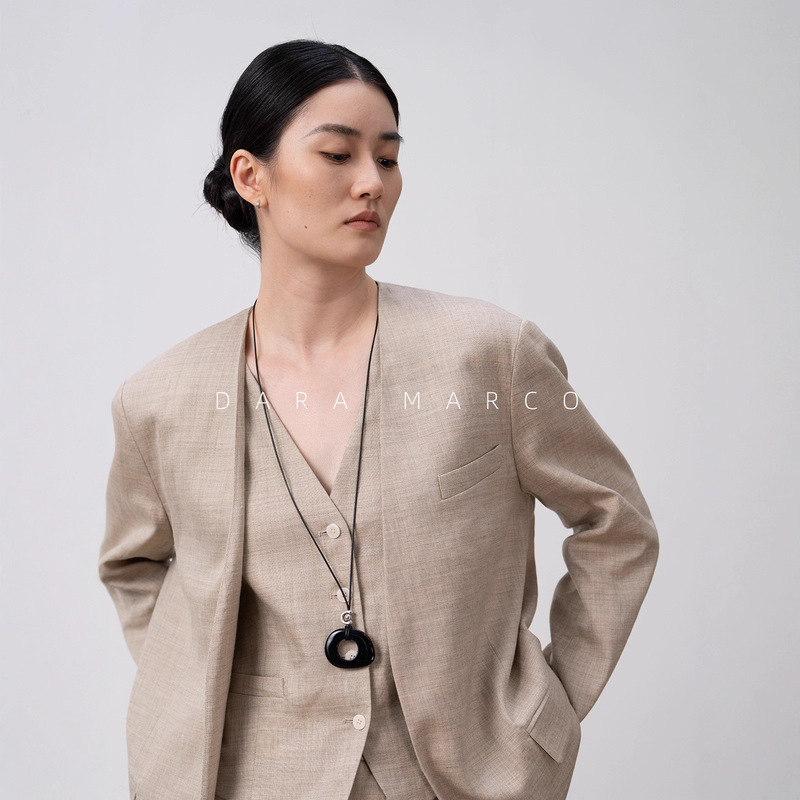 「R*W Home」1W+ Imported Japanese Ramie Loose Blazer Suit for Women V-Neck Lazy Style Autumn New Arrival