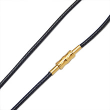 不锈钢双竹节扣腊绳项链绳水晶吊坠绳蜡绳挂绳玉佩男女项链绳批发