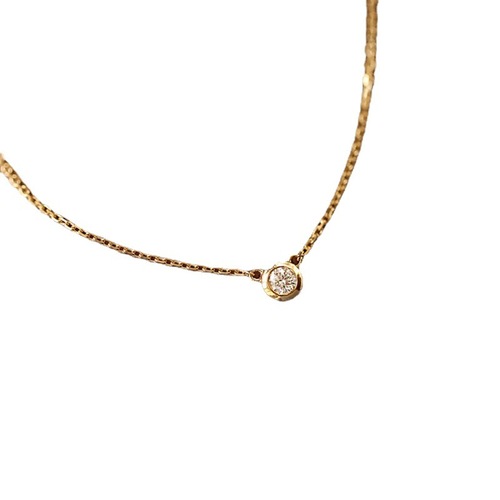 S925 sterling silver plated 14K gold single diamond necklace women's bubble diamond clavicle chain Japanese simple ins style high-end pendant