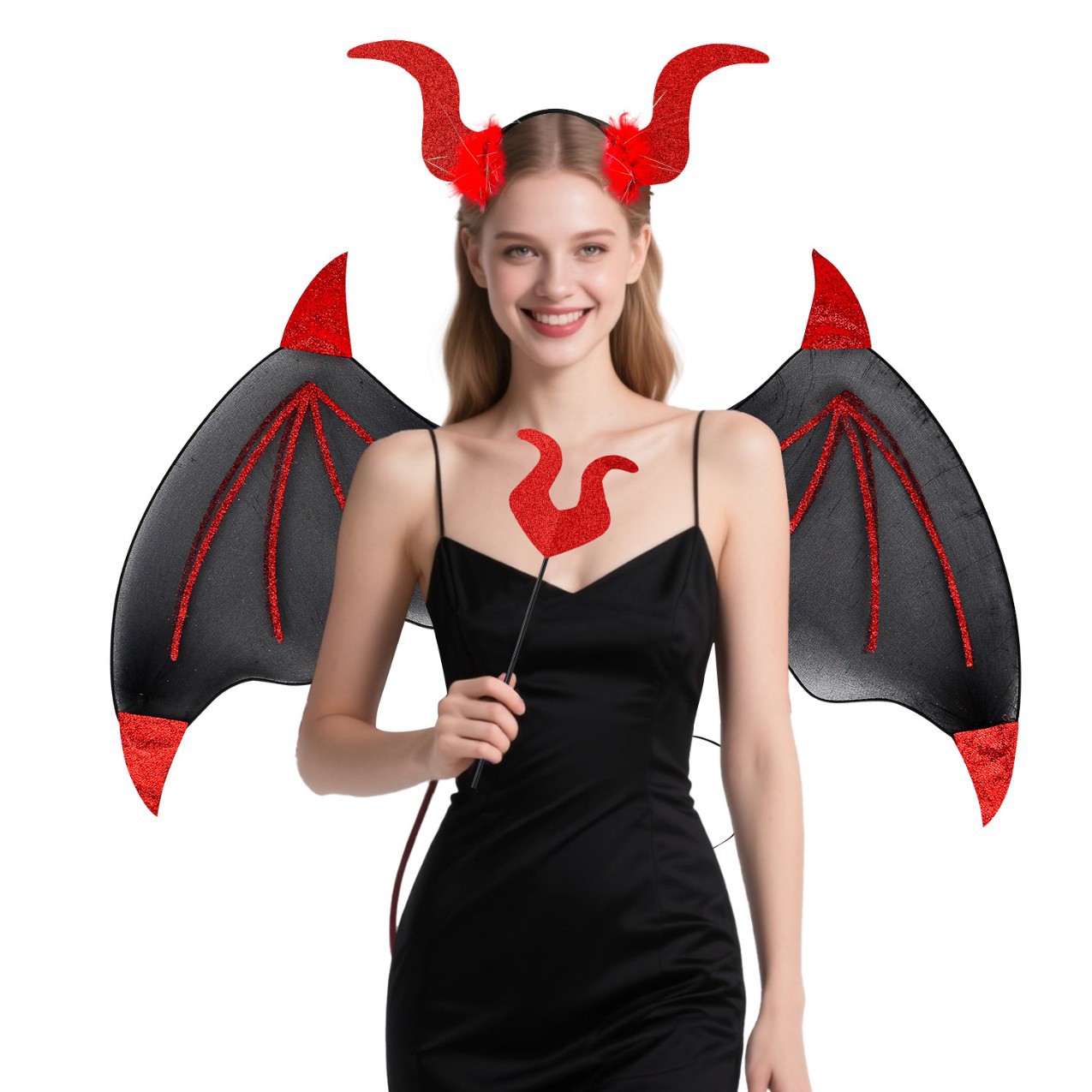 Factory Ready Stock New Halloween Party Devil Headband Head Buckle Magic Wand Performance Props Festive Atmosphere