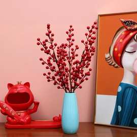 红果子发财果结婚客厅餐桌电视柜摆件仿真花假花摆设商场礼物批发