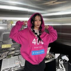 黄冠亨同款GRAILZ新款404水洗做旧宽松男女情侣连帽拉链卫衣外套