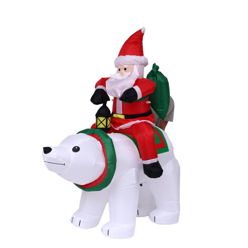 Nuevos productos transfronterizos Navidad infláble decoración 1.8m Santa monta oso blanco decoración luminosa patio