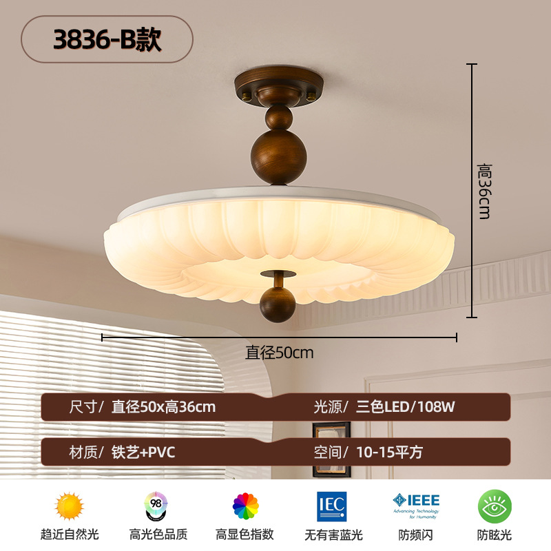 lámpara de techo del dormitorio crema medieval estudio lámpara de dormitorio principal retrógrada francesa de espectro completo armario lámpara de protección de ojos creativa