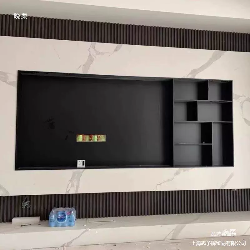 Встроенная ниша для телевизора из нержавеющей стали 65/75/85/ 100inch металлический шкаф на фоновой стене гостиной с подсветкой и цветами