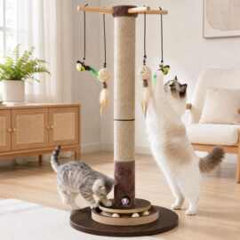 跨境木质立式猫咪抓板室内剑麻猫抓架磨爪不掉屑猫抓柱宠物磨爪器