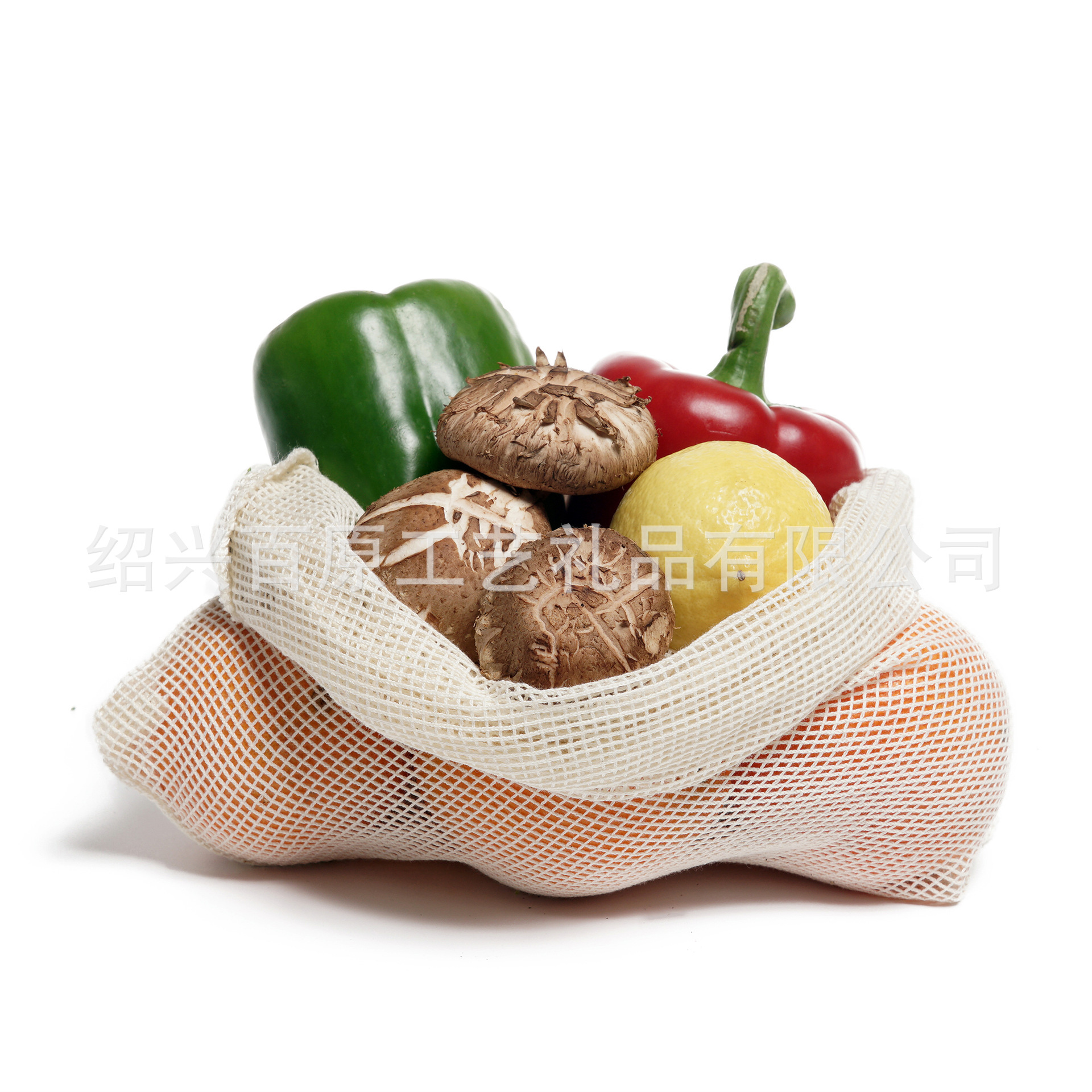 工厂现货中方格棉网袋双抽绳束口袋棉网袋循环利用网袋全棉网布袋