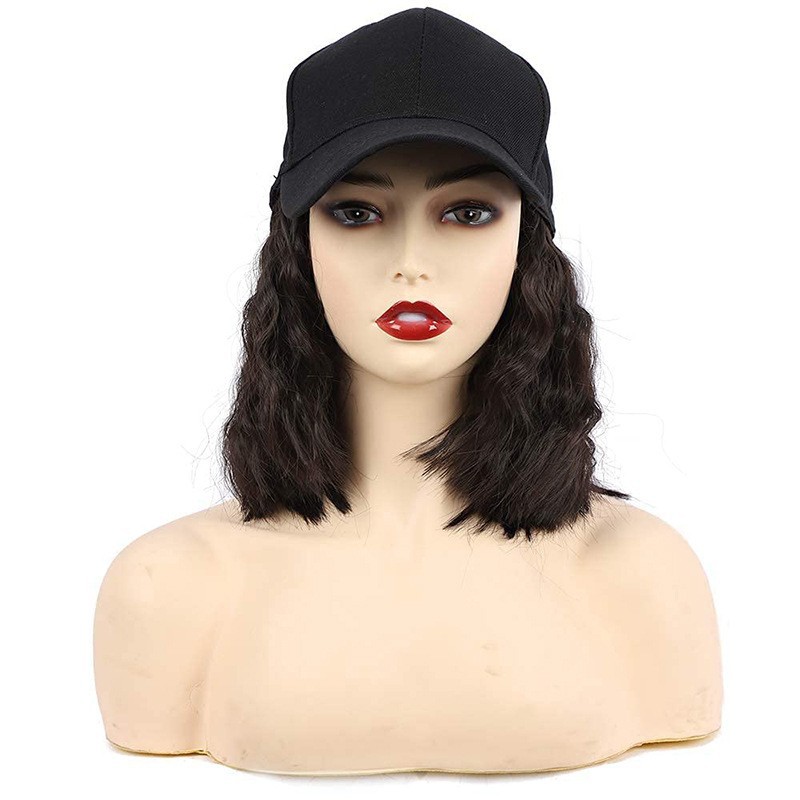 Comercio exterior nuevo sombrero de mujer peluca sombrero de una pieza sombrero de visera de seda de maíz cabeza de Bobo pelo de simulación de moda cubierta completa