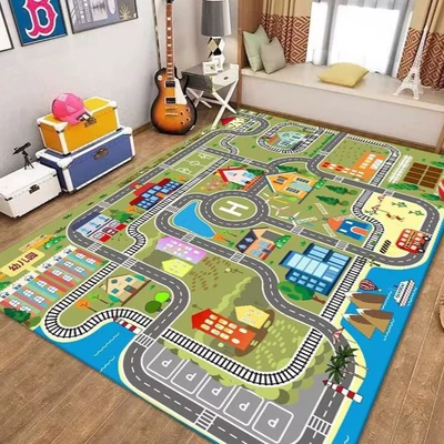 Avtomobil döşəmə paspasları — for Kids, Parent-Child Interaction, Baby Early - parking-lot-mat-37-80120cm-crystal-velvet