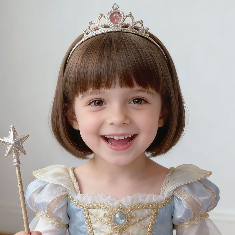 Amazon Foreign Trade Supply Children's Wig Short Straight Hair Fairy Tale Princess Bobo Style Fluffy High-Temperature Fiber Full Wig