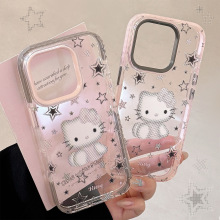 卡通猫咪iPhone16苹果15手机壳适用17promax撞色边框13甜酷11软