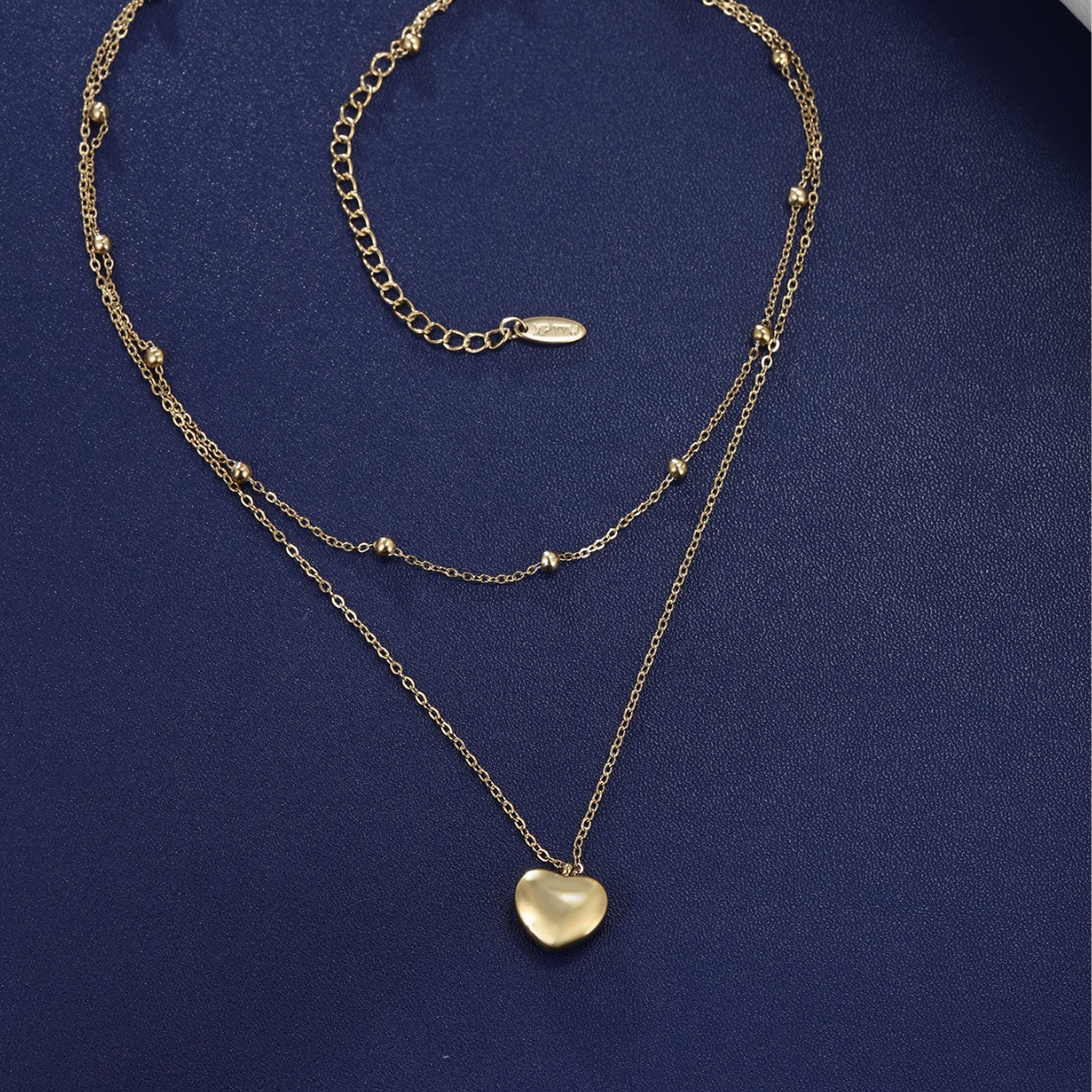 Xuping simple amor collar de acero de titanio nicho femenino sentido de diseño de doble capa de acero inoxidable personalidad europea y americana cadena de collar clavícula