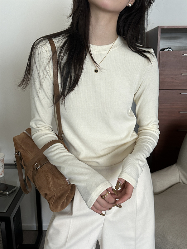 灰色长袖打底衫女内搭可外穿秋季新款设计感恤2025修身显瘦上衣|undefined