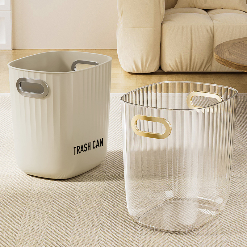 Home Living Room Accessible Luxury Trash Can Transparent Bathroom Toilet Kitchen Large Capacity Office Bedroom Large Paper Basket
