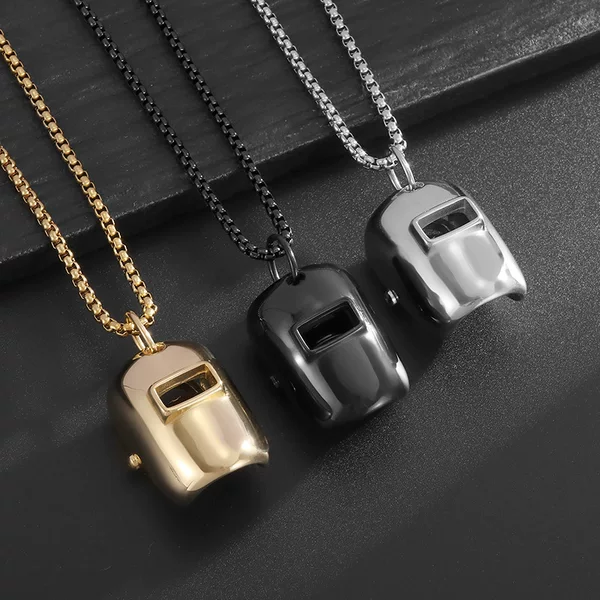 European and American Ins Style Simple Welder Mask Level 3 Helmet Titanium Steel Necklace Pendant for Men and Women Multi-color Optional