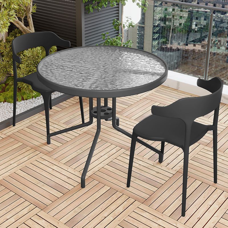 60cm 물잔물결 조립 원형 테이블 + 의자 2개