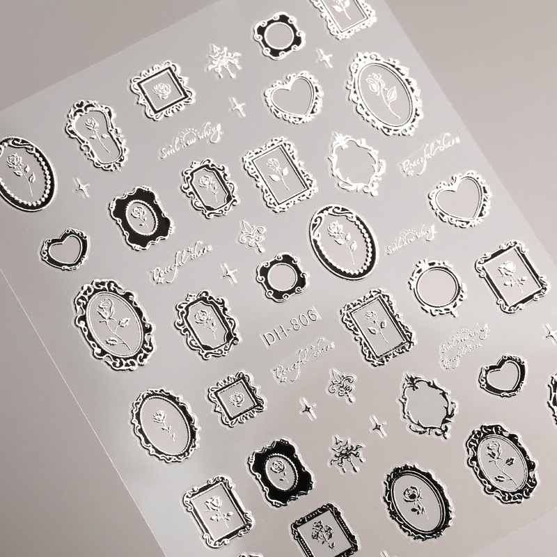 Vintage Oil Painting Frame Nail Sticker Jewelry Flat with Adhesive European Style Light Luxury Oil Painting Frame Nail Art Sticker DH