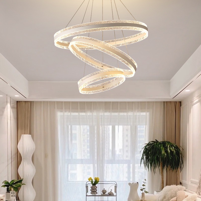 Protección de ojos de espectro completo LED sala de estar comedor creativo candelabros circulares multicapa modernos luminarias minimalistas dormitorio luz principal