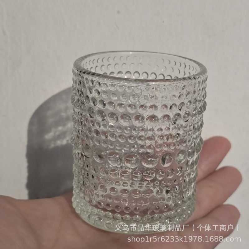 5565 tamaño de taza de vela Amazon candelabros en relieve de vidrio taza de cera de té taza vacía