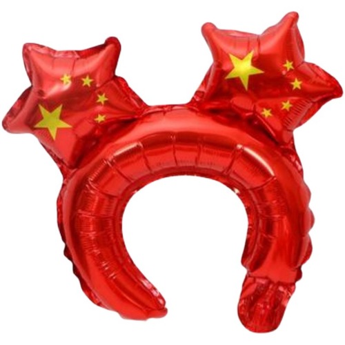 Factory wholesale National Day red flag inflatable headbands—five-star design, perfect for kindergarten kids' patriotic activities!