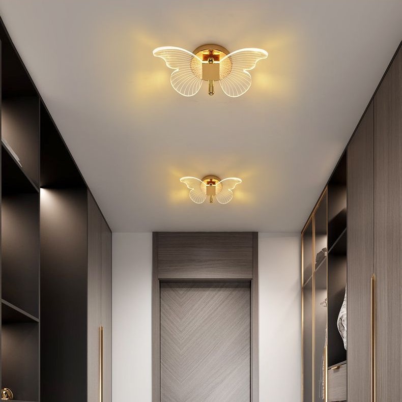 Luz de pared de mariposa transfronteriza sala de estar de fondo pared pasillo lámpara de pasillo led moderno simple lujoso dormitorio cabecera lámpara de pared
