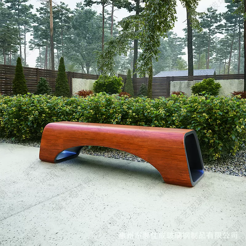 玻璃钢方管座椅休闲椅公园广场防腐木坐凳长椅商场异形休闲椅长凳