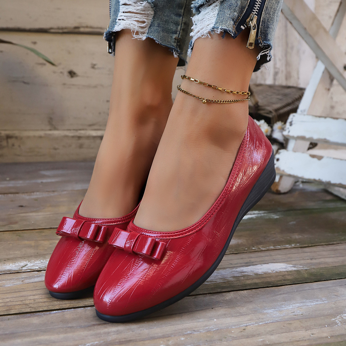 跨境外贸大码2025秋季新款玛丽珍鞋女蝴蝶结晚风平底单鞋女36-43