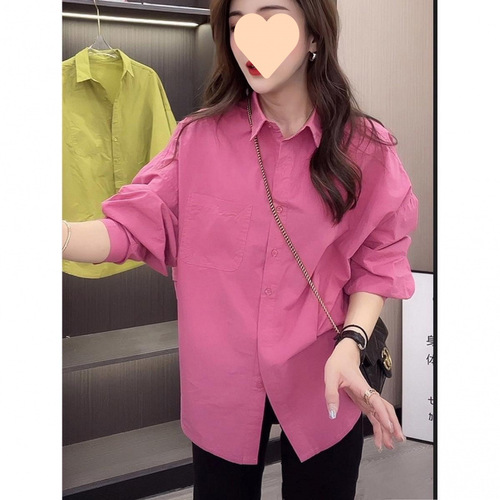 Pink Women's Spring and Autumn 2025 New Style European Goods Minority Design Versatile Casual Loose Long-Sleeve Shirt Top Trendy