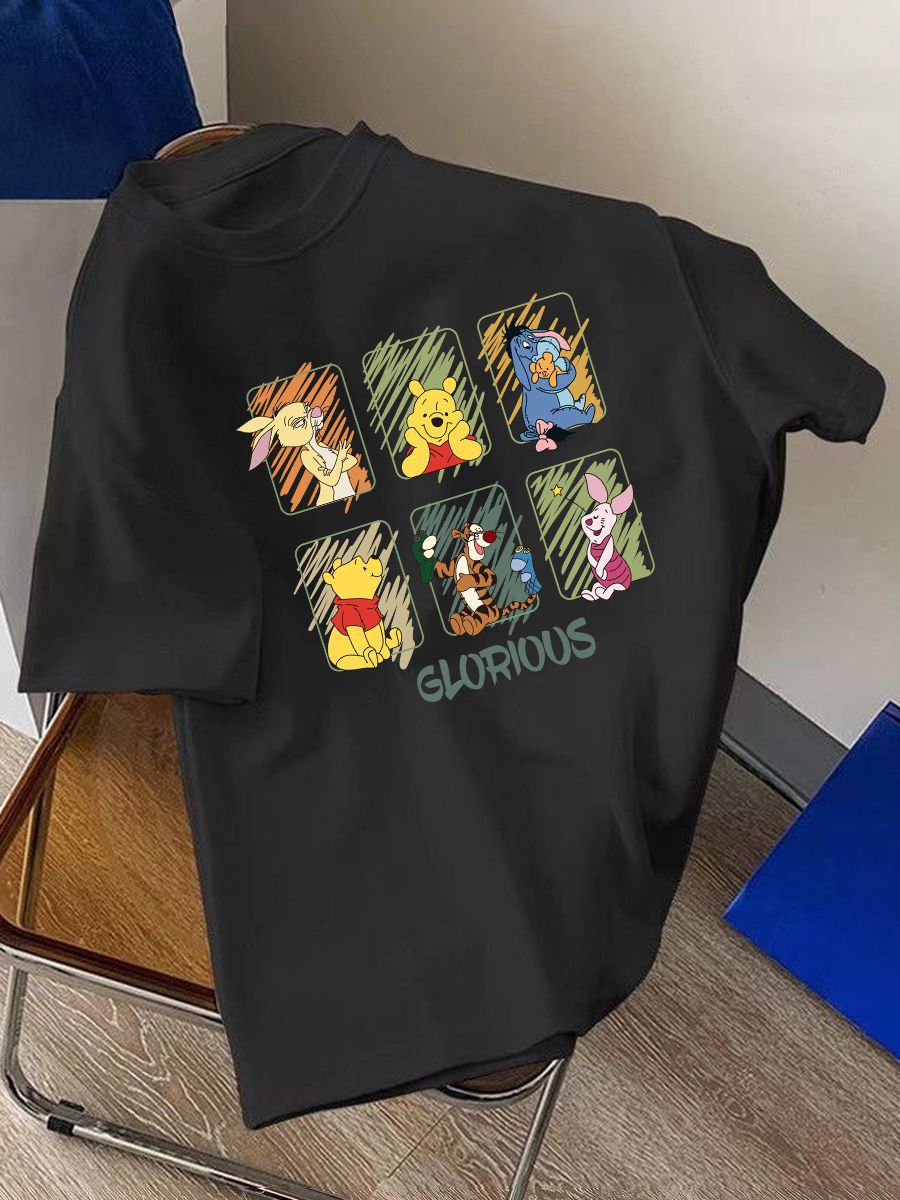 Ice Silk mujer manga corta Camiseta pareja mismo oso fresa nuevo ins cuello redondo Camiseta versátil casual Top ropa image 4