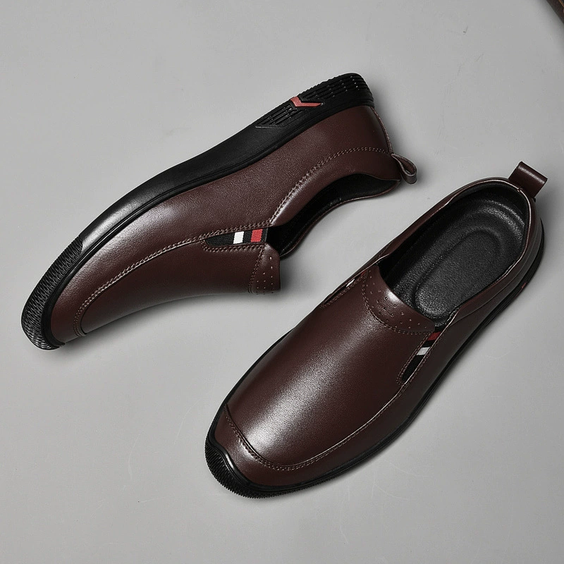 8061 Мужская обувь Lefu кожаные туфли без шнуровки на плоской подошве для вождения повседневная обувь