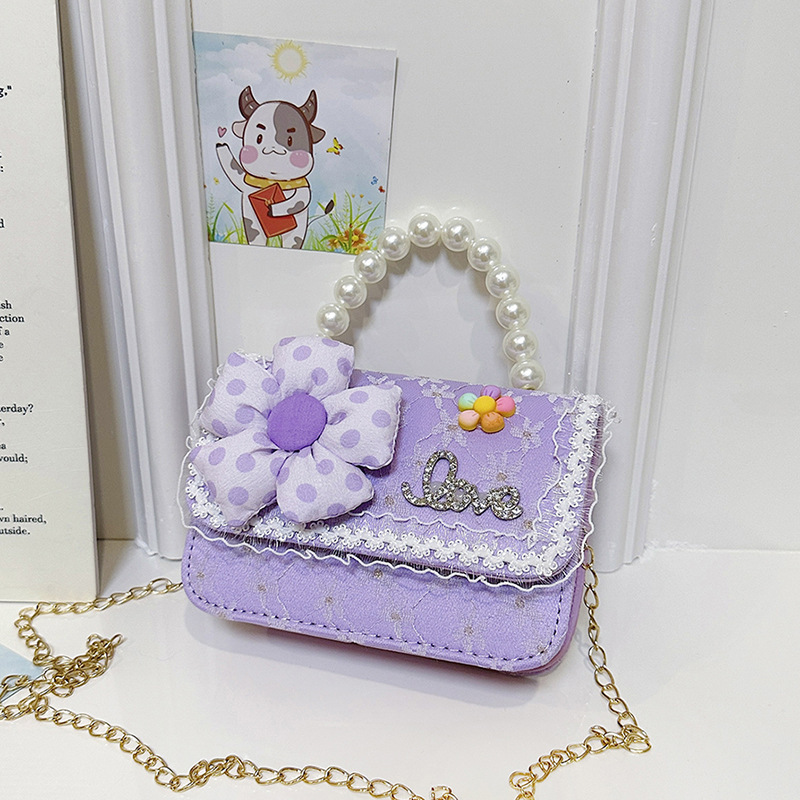 Nuevo bolso para niños de estilo extranjero, bolso de regazo de sequilla de niña, bolso de perla coreano, bolso de cambio de niña