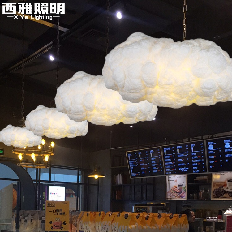 Led cloud chandelier bedroom restaurant milk tea shop clothing shop window homestay decoration cloud lamp cotton cloud lamp