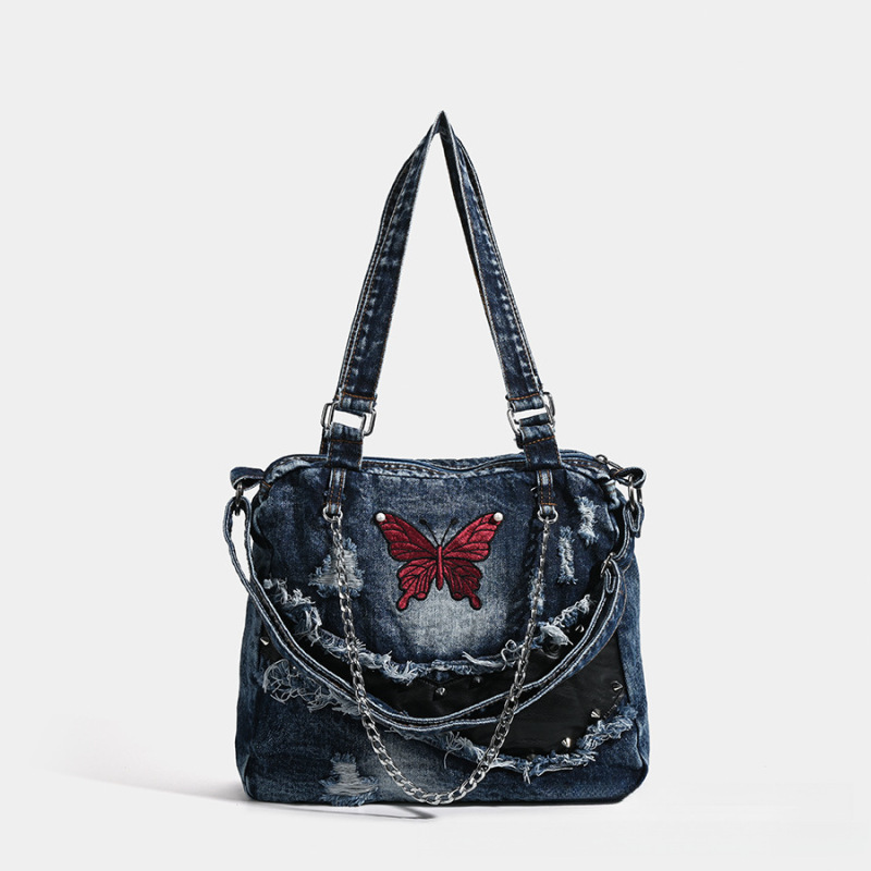Original Niche Design Ripped Korean-Style Denim Instagram-Style Shoulder Bag, Popular Crossbody Bag, Designer Model