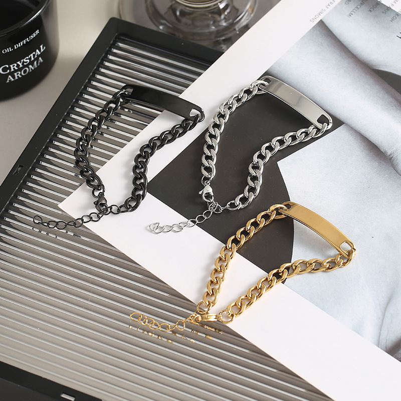 European and American Cross-Border Hot-Selling Stainless Steel Curved Bracelet, Personalized and Fashionable, Titanium Steel Curved Bracelet with Logo Engraving Wholesale